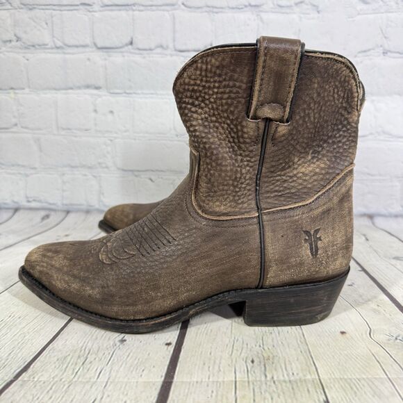 Frye Regina Ankle Booties Women Size 10 Brown Soft Leather Slip on Western - Picture 7 of 15